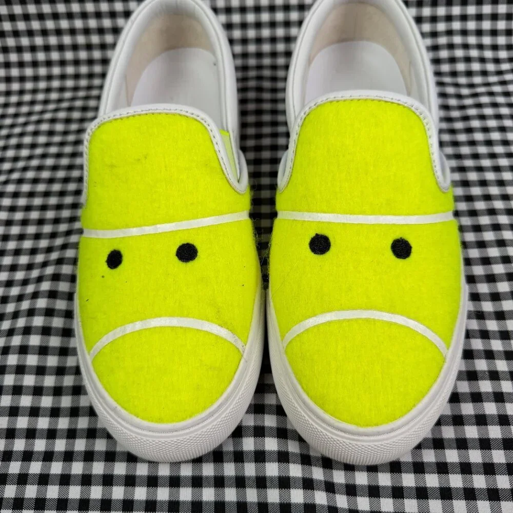 Tory Burch Sport Mr Grumpy Tennis Ball Slip On Sneakers Neon Yellow Womens 5.5